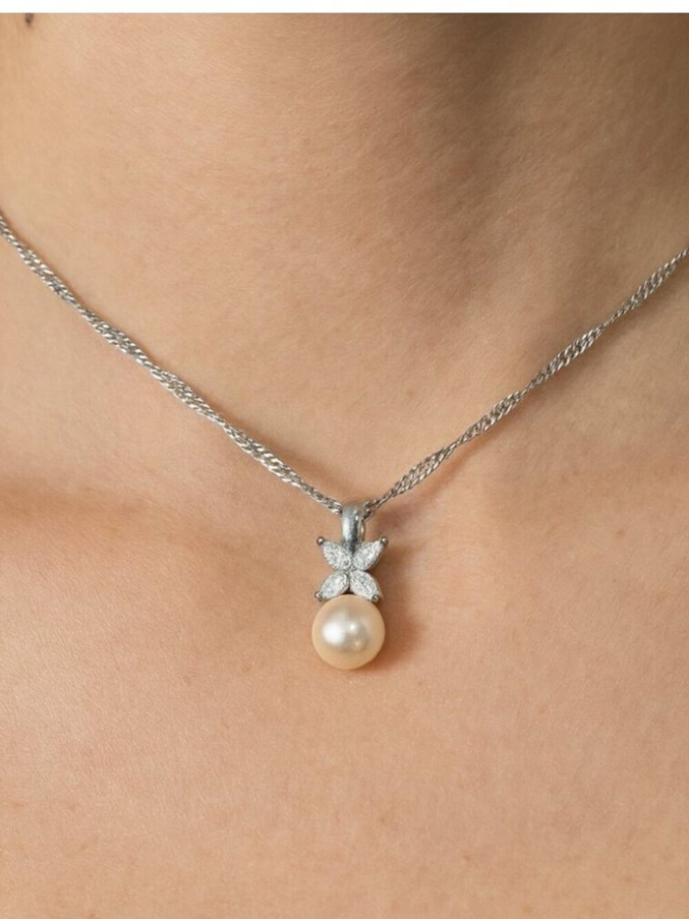 925 Silver Pearl Pendant Necklace